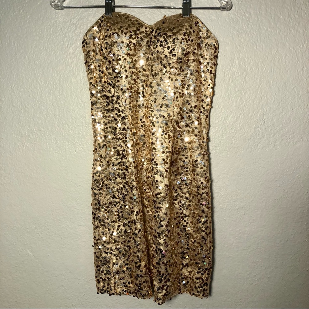 Gold Sequin Dress. Size small